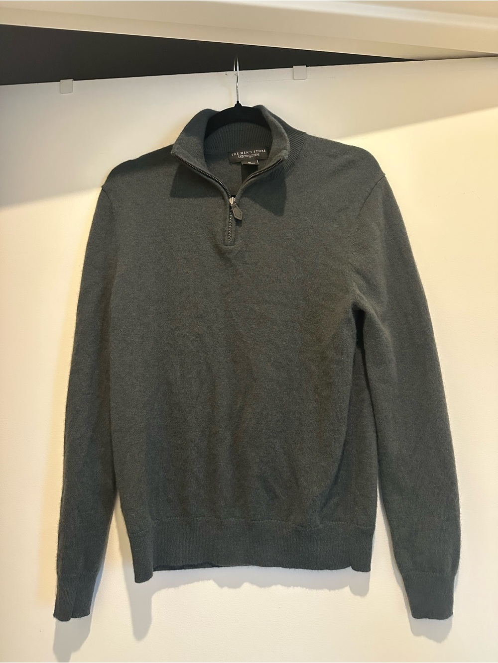 Men’s Dark Green Cashmere Quarter zip from Bloomingdale’s